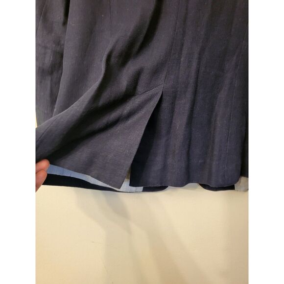 British Khaki Navy Long Sleeve Line & Cotton Blazer Women Size Medium Career - Picture 6 of 10